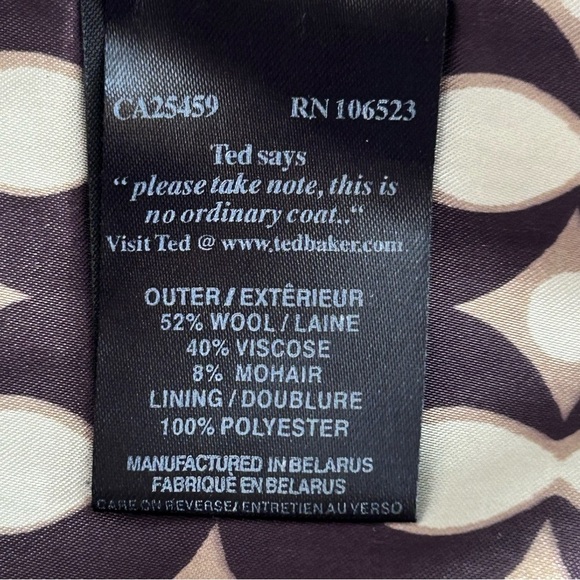 TED BAKER Womens Wool Mohair Blend Black Single Breasted Peacoat TB Size 4 US 8 - Picture 11 of 15